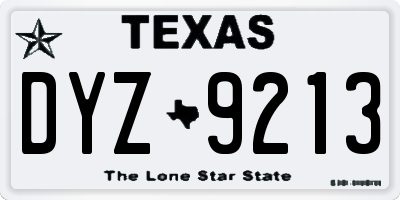 TX license plate DYZ9213