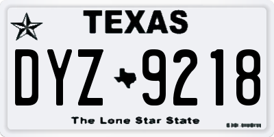 TX license plate DYZ9218