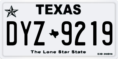 TX license plate DYZ9219