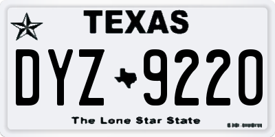 TX license plate DYZ9220