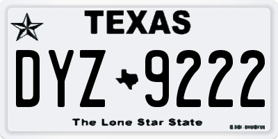 TX license plate DYZ9222