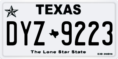 TX license plate DYZ9223