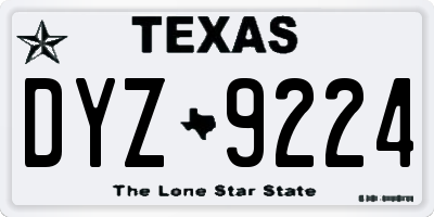 TX license plate DYZ9224
