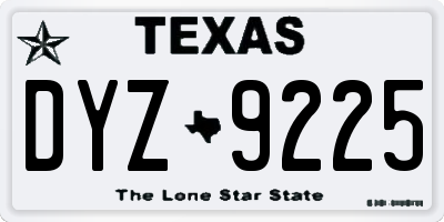 TX license plate DYZ9225