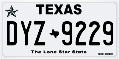 TX license plate DYZ9229