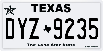 TX license plate DYZ9235