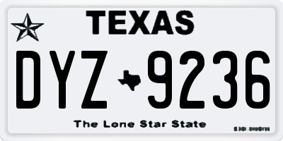 TX license plate DYZ9236