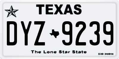 TX license plate DYZ9239