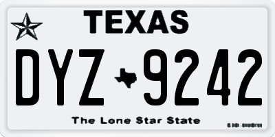 TX license plate DYZ9242