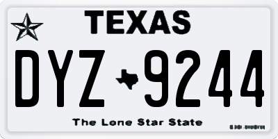 TX license plate DYZ9244
