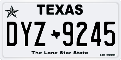 TX license plate DYZ9245