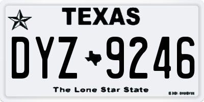 TX license plate DYZ9246