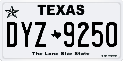 TX license plate DYZ9250