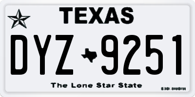 TX license plate DYZ9251