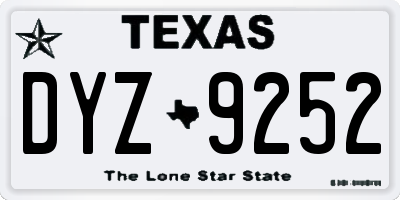 TX license plate DYZ9252