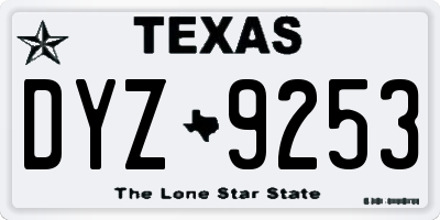 TX license plate DYZ9253