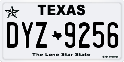 TX license plate DYZ9256