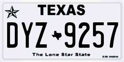 TX license plate DYZ9257