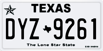 TX license plate DYZ9261