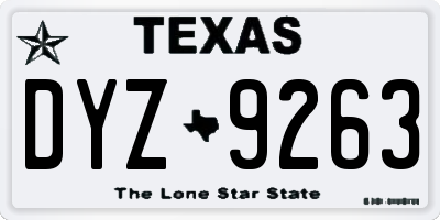 TX license plate DYZ9263