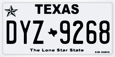 TX license plate DYZ9268