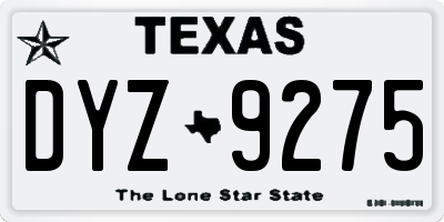 TX license plate DYZ9275