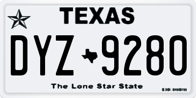 TX license plate DYZ9280