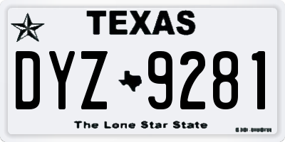 TX license plate DYZ9281