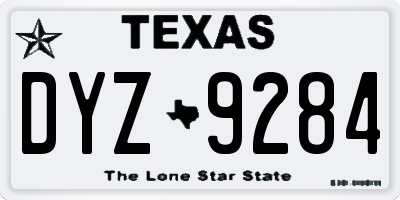 TX license plate DYZ9284