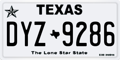TX license plate DYZ9286