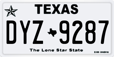 TX license plate DYZ9287
