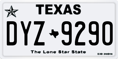 TX license plate DYZ9290