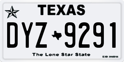 TX license plate DYZ9291