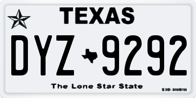 TX license plate DYZ9292