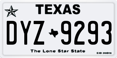 TX license plate DYZ9293