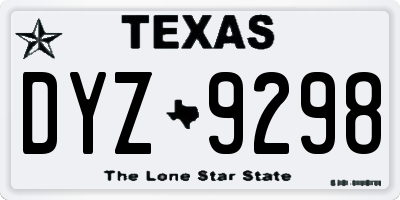 TX license plate DYZ9298