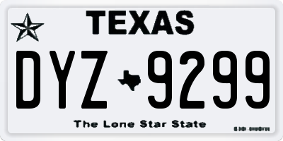 TX license plate DYZ9299