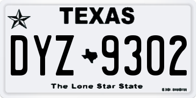 TX license plate DYZ9302
