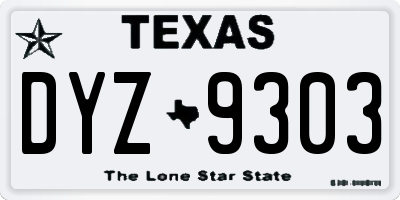TX license plate DYZ9303