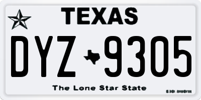 TX license plate DYZ9305