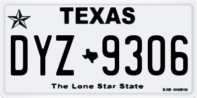 TX license plate DYZ9306