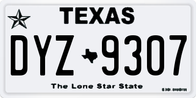 TX license plate DYZ9307