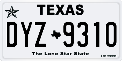 TX license plate DYZ9310