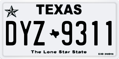 TX license plate DYZ9311