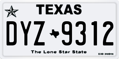 TX license plate DYZ9312