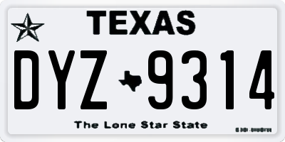 TX license plate DYZ9314