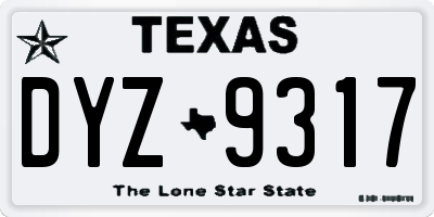 TX license plate DYZ9317