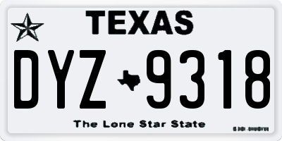 TX license plate DYZ9318