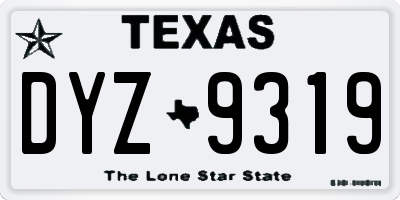 TX license plate DYZ9319