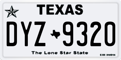 TX license plate DYZ9320